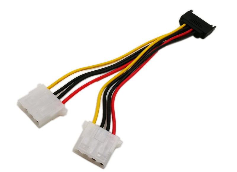 zdyCGTime 6 Inch Sata 15-Pin Male to Dual 4 Pin Molex Lp4 Female IDE Hard Drive Power Y-Adapter Converter Cable,Male to Female for 12V/5V IDE HDD DVD - Image 3